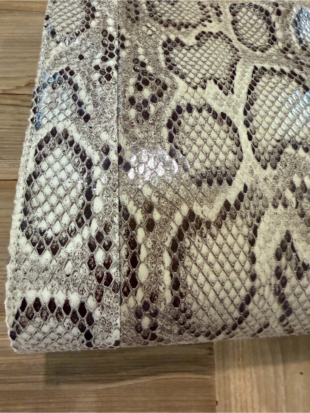 The Limited Beige Snake-Print Clutch - Picture 4 of 15